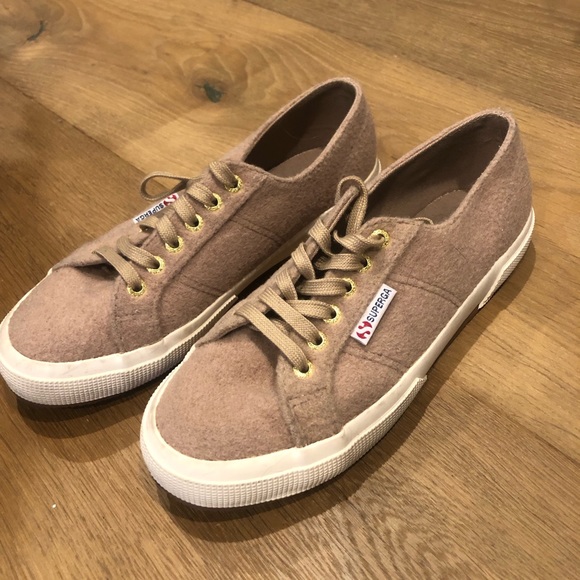 Superga Shoes - Superga Poly Wool Tan Sneakers!